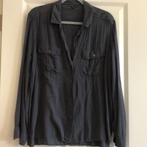 James Perse split neck grey button down sz 2 (M)